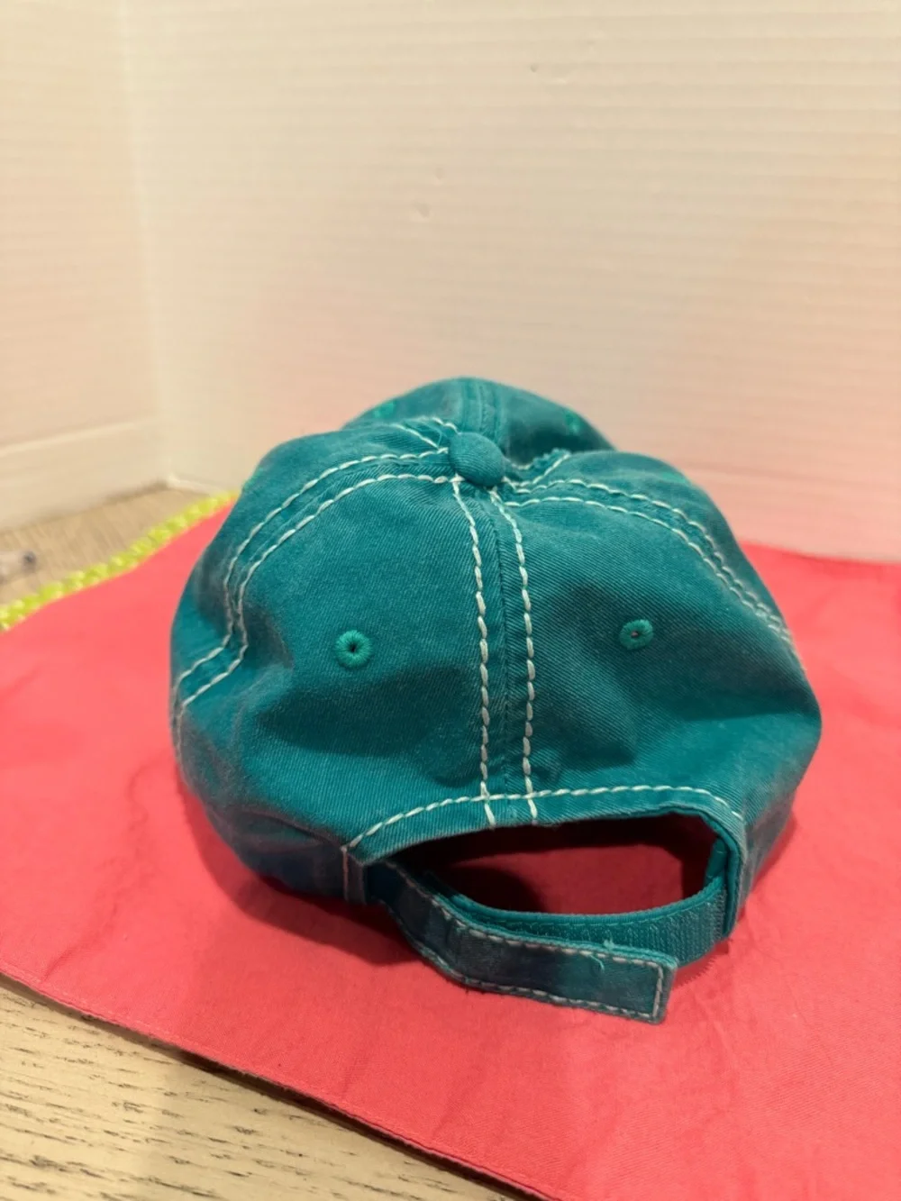 Cowgirl Cap Kbethos  Embroidered “I’d Rather Be Riding” Distressed Teal